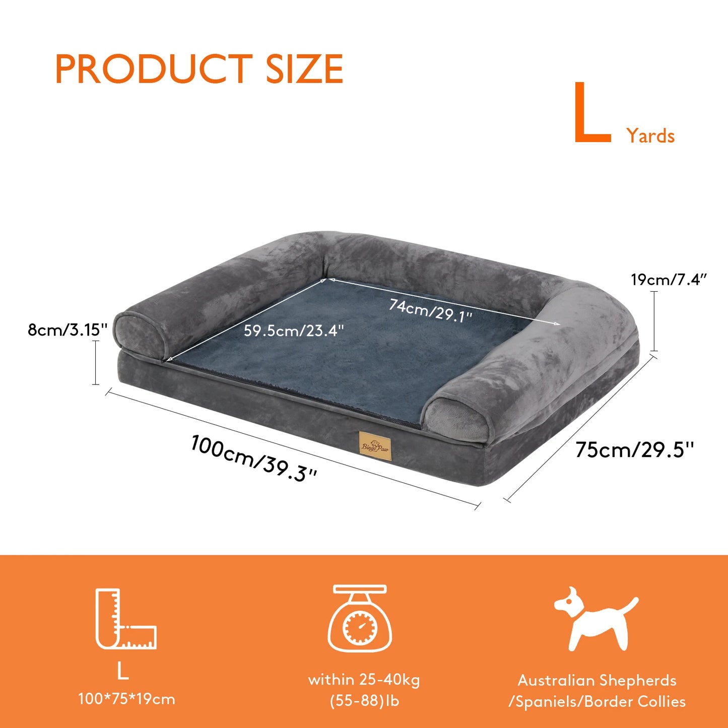 Extra Large Orthopedic Dog Bed with Removable Washable Cover Soft Sponge Foam Cushion