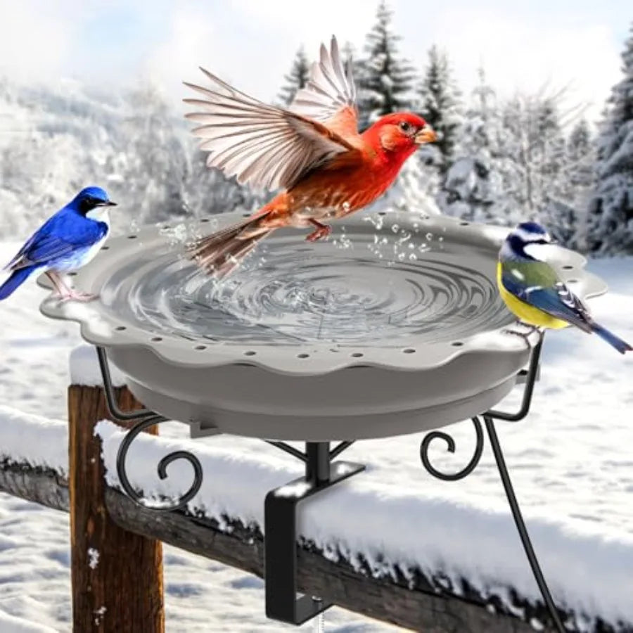Heated Bird Bath for Deck Railing Powerful 100W Thermostatically Controlled Heated Bird Baths for Outdoors for Winter Heated Bi
