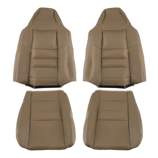 Front Driver & Passenger Leather Seat Cover Tan For Ford F250 F350 2002-2003-07