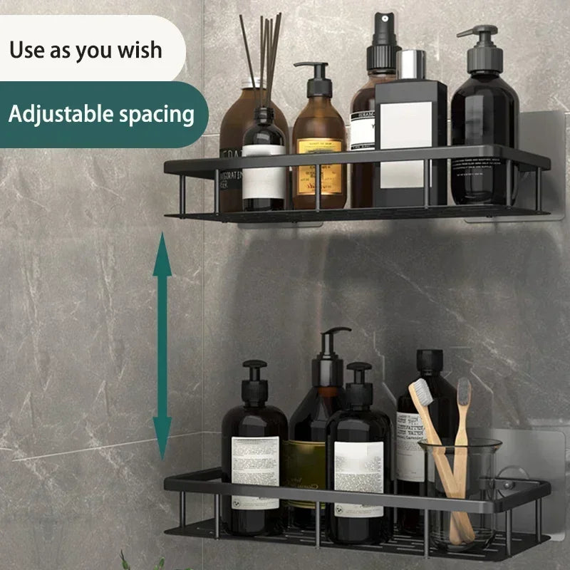 Wall Mounted No Drill Aluminum Alloy Shower Shelf Durable