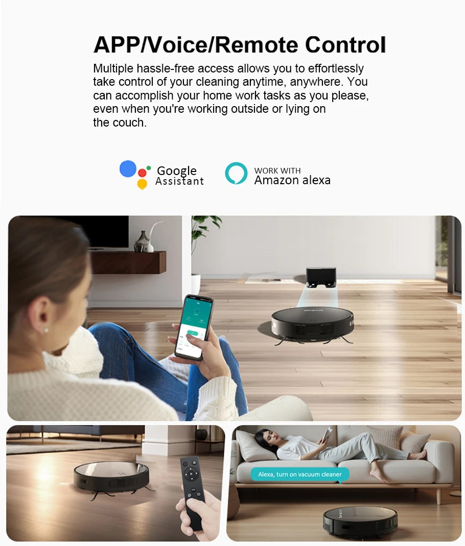 Robot Vacuum Cleaner Combo and Mop 6000PA Strong Suction  Robotic App& Remote Control Self-Charging Smart Mapping for Pet Hair