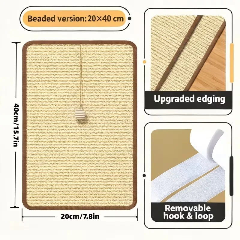 Standing Sisal Cat Scratcher With Hanging Ball Furniture Protector