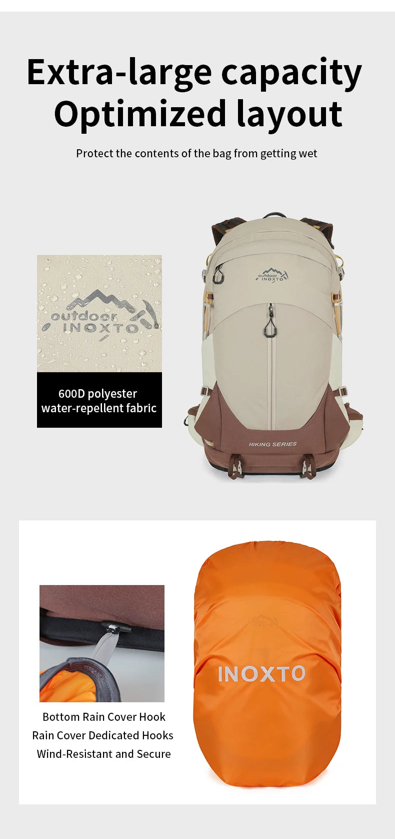 Hiking Backpack, Waterproof Hiking Daypack with Rain Cover, Lightweight Travel Camping Backpack for Men Women