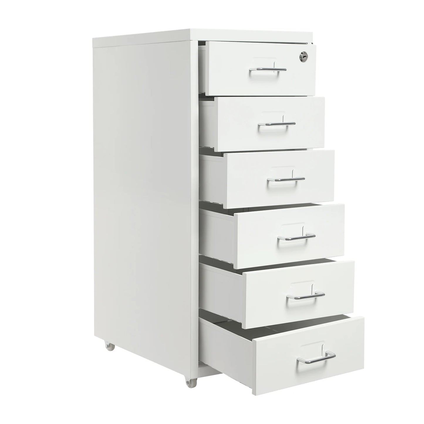 6 Drawer File Cabinet with Lock, Vertical Filing Storage Cabinets with Wheels Metal Rolling Organizer for Home Office Study