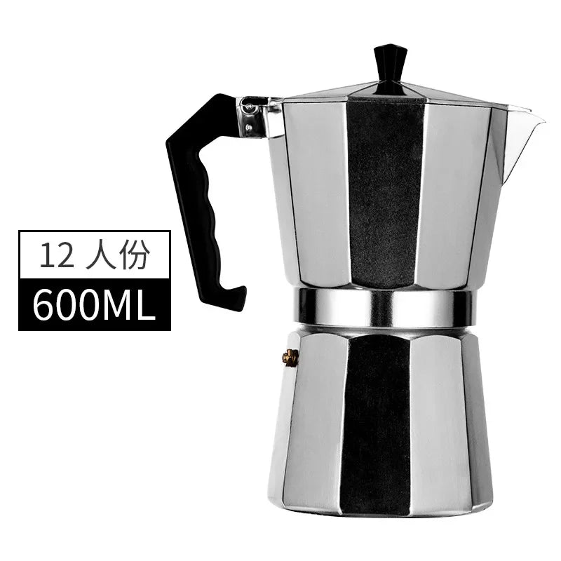 Retro Italian Moka Pot Coffee Maker Stainless Steel Portable