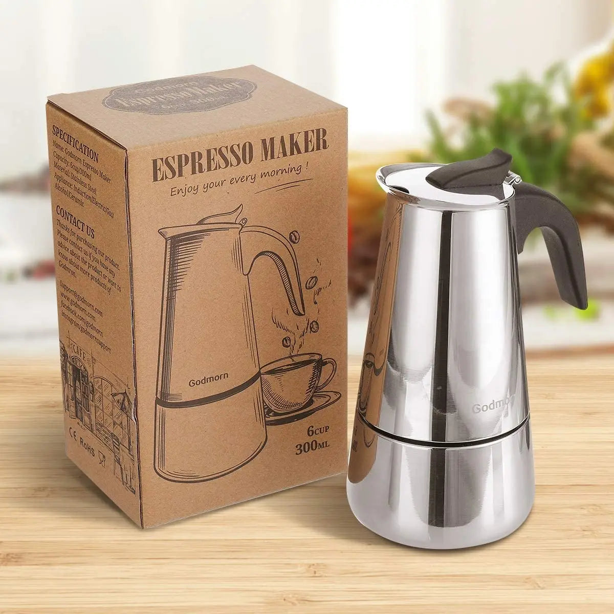 6 Cups Moka Pot Caffe Machine Espresso Coffee Maker