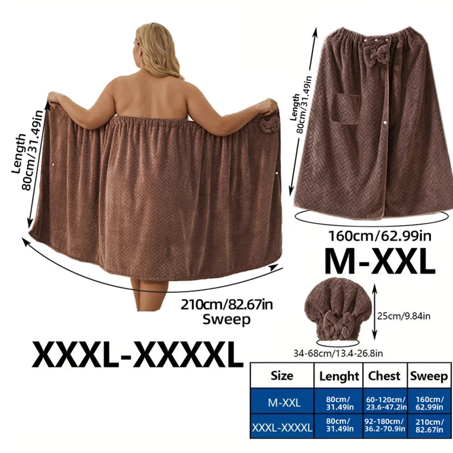 Wheat Ear Bath Towel Set, Including 1 Dry Hair Cap and 1 Bath Skirt,  Soft and Absorbent, A Great  Match for The Bathroom