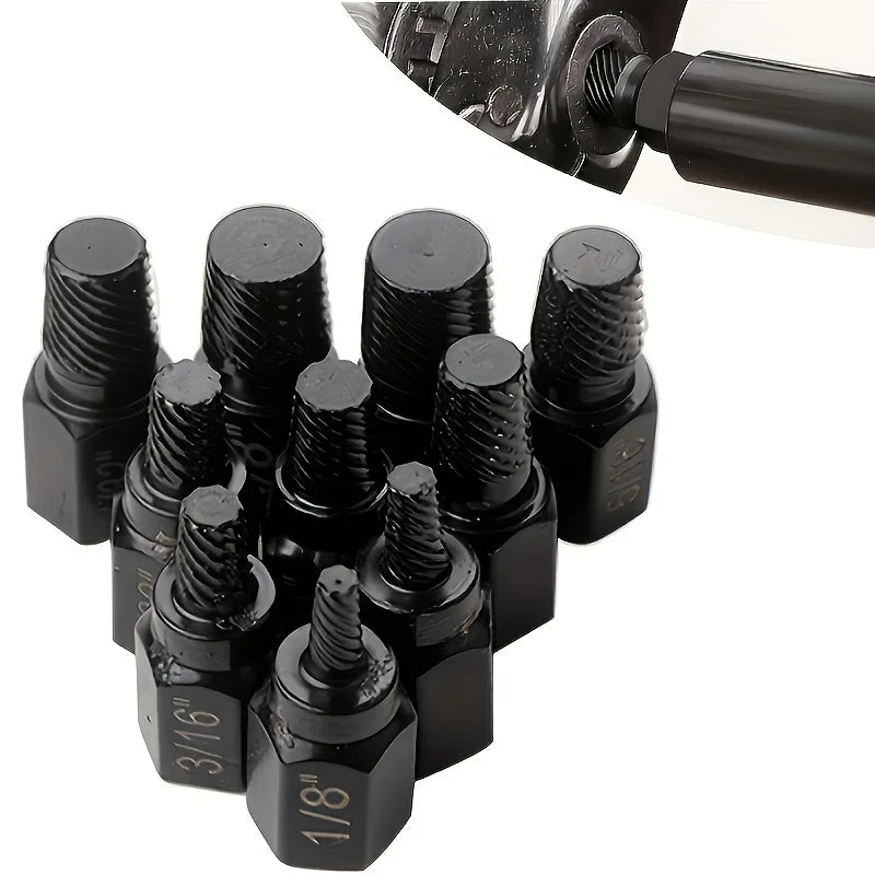 10Pc Damaged Screw Extractor Drill Bit Set Hex Head Easy Out Bolt Extractor Spiral Broken Screw Remover Tool For Nuts Bolts
