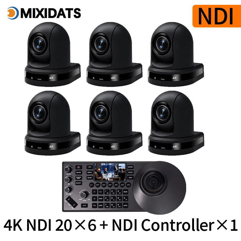 4K NDI PTZ Camera 1-10pcs 20X Zoom Video Conference Camera for Church Business Meeting Optional 1 Controller Keyboard Kit