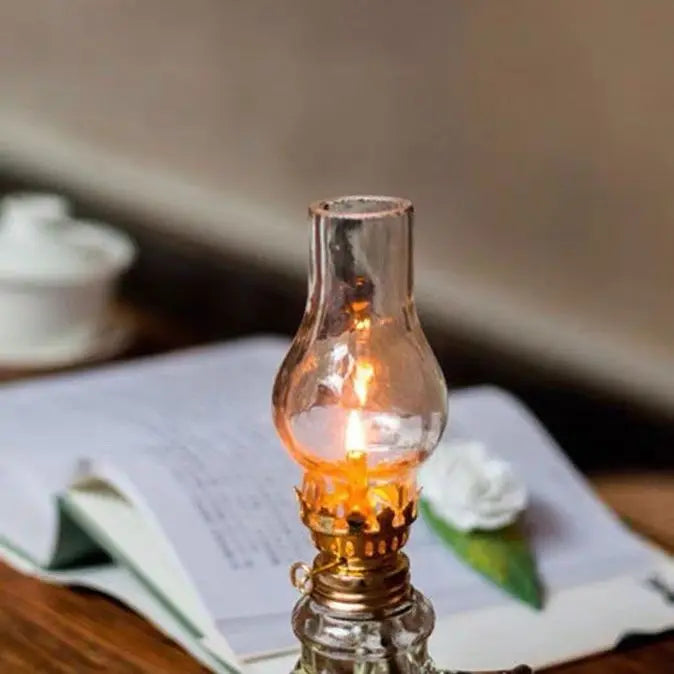 Classic Mini Glass Oil Lantern For Romantic Desktop Decor