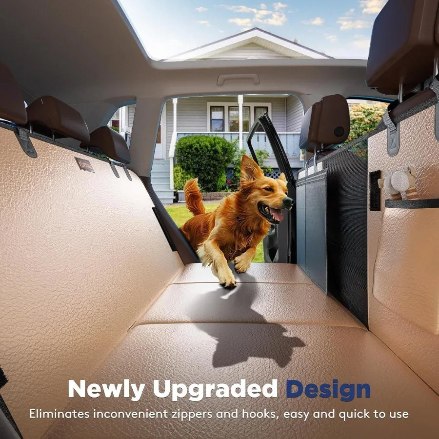 Upgraded PU Leather Dog Car Seat Cover with Hard Bottom for Back Seat of Car and SUV Waterproof and AntiScratch Holds up to 400