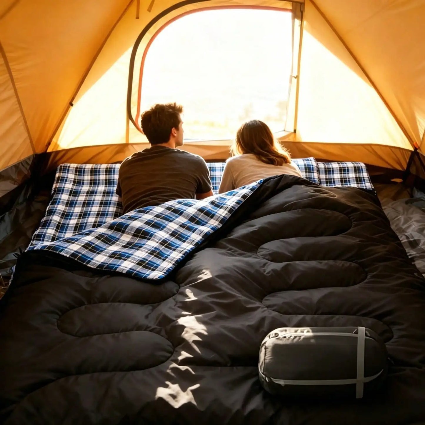 [Camping Sleeping Bag] Double Sleeping Bag For Adults With 2 Pillows 2 Person Sleeping Bags Camping XXL Queen Size Two Person Sleeping Bag For Cold Weather