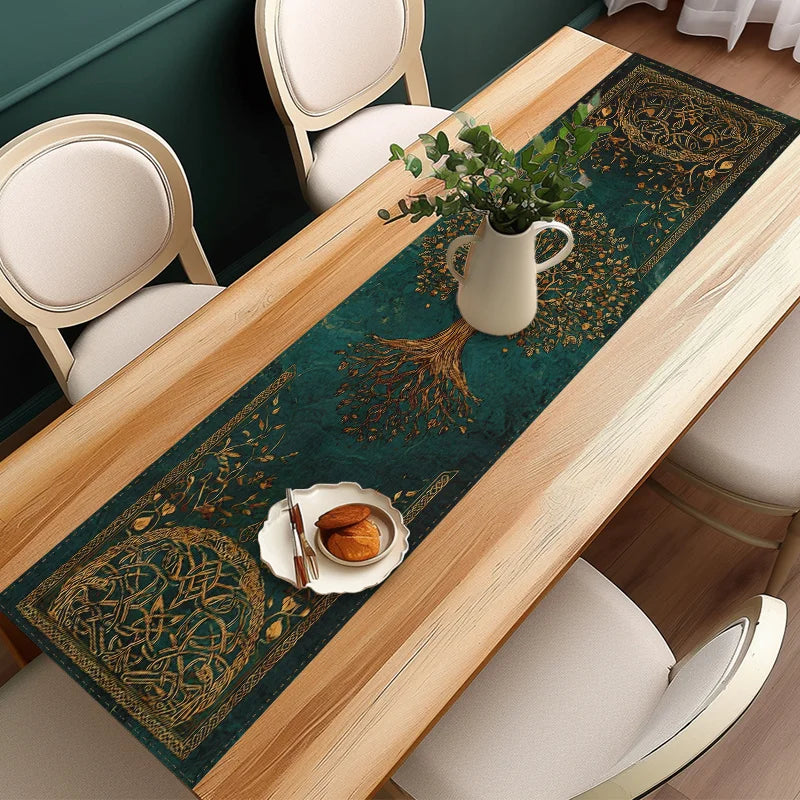 Artistic Celtic Knot Tree Of Life Linen Table Runner