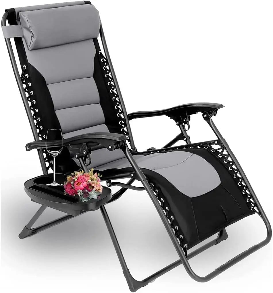 Zero Gravity Padded Folding Lounge Chair With Cup Holder