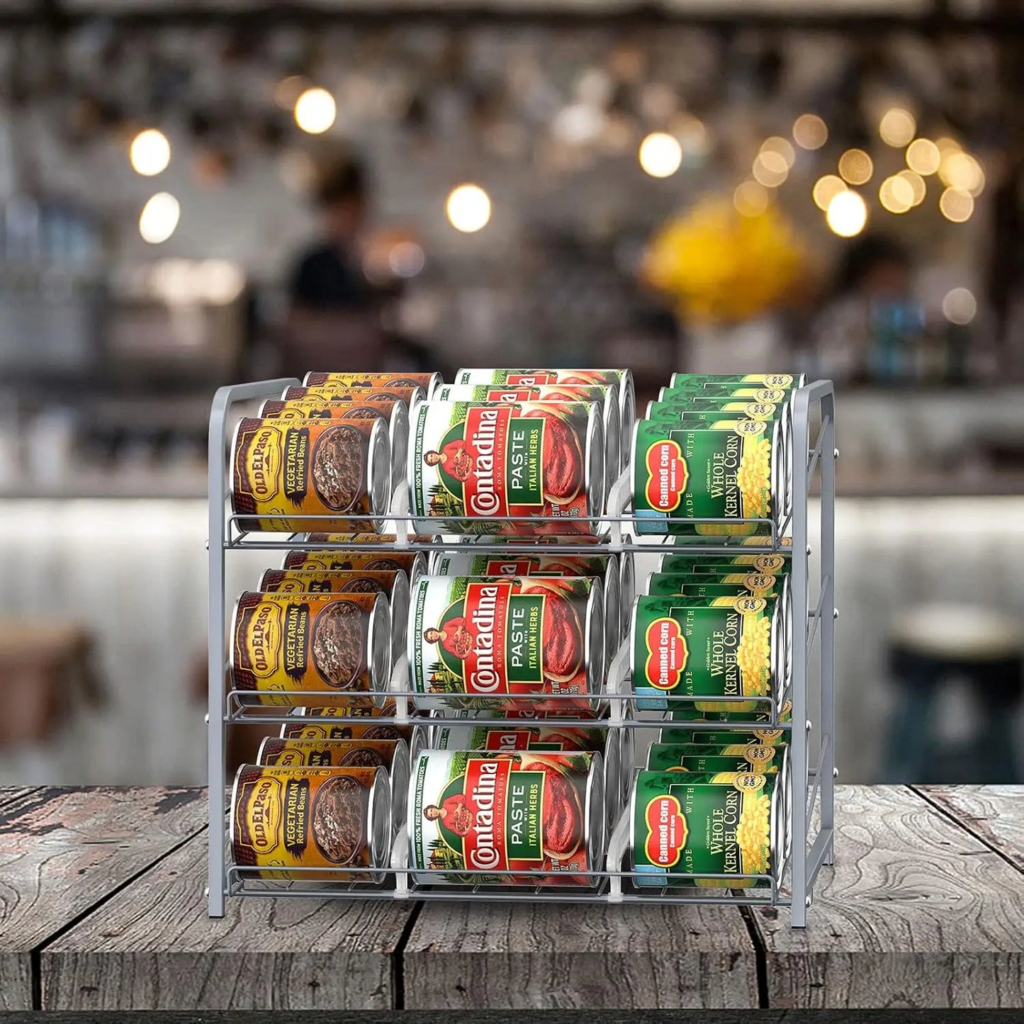 Stackable 2Piece Can Dispenser in the Pantry Small Space Storage Rack Holds Up to 36 Cans