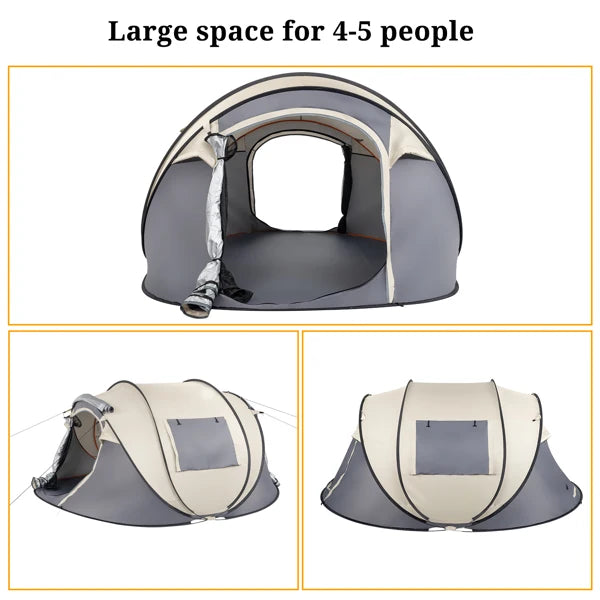 4-Person No-Install Pop Up Tent, Universal for Camping & Fishing
