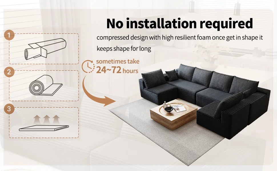 Cloud Style Modular Reclining Sectional Sofa With Fluffy Cushions