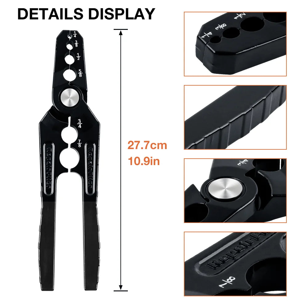 6-In-1 Air-Conditioning Copper Pipe Rounding Pliers Flat Pipe Restore Rounding Tools Diameter 1/4" 3/8" 1/2" 5/8" 3/4" 7/8" Pipe