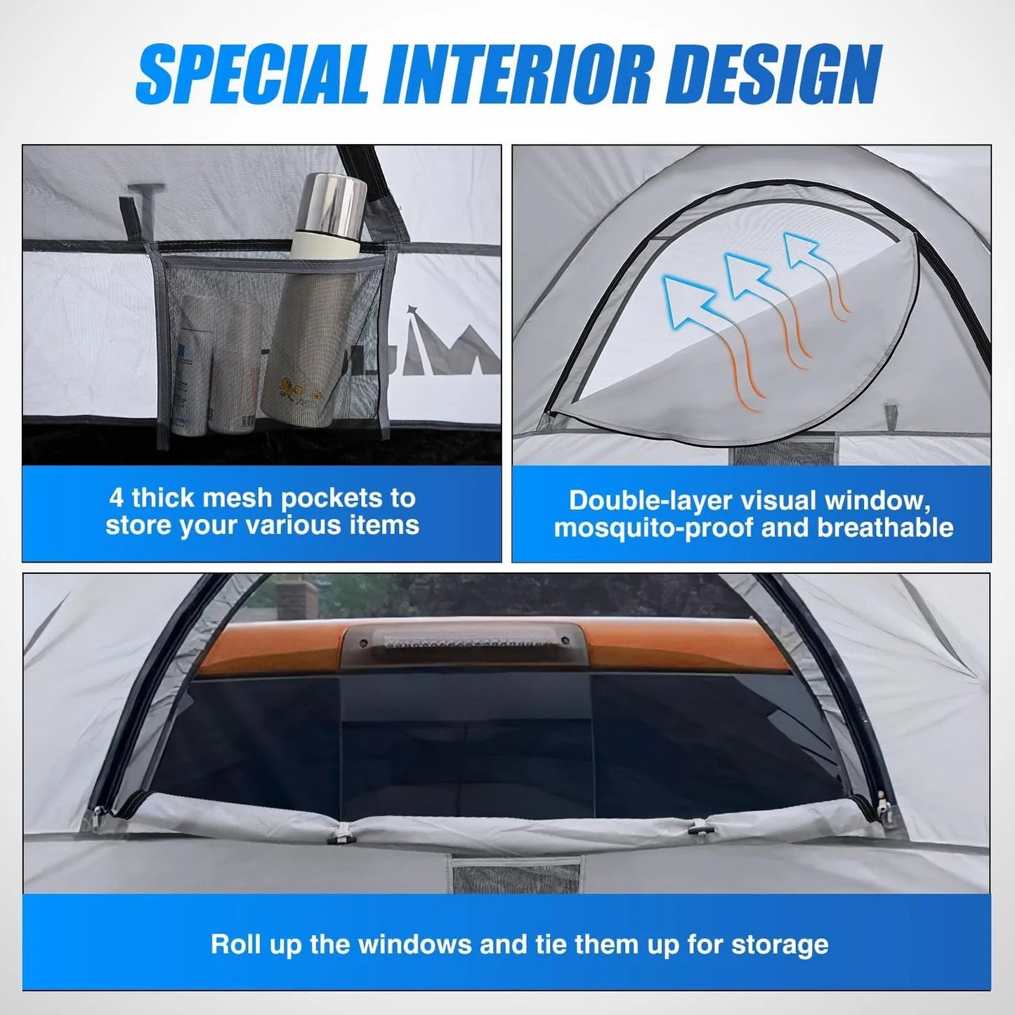 Nilight Truck Bed Tent 8-8.5FT Pickup Tent 2 Person Waterproof  PU2000mm Double Layer for Full Size Truck Camping Outdoor Travel