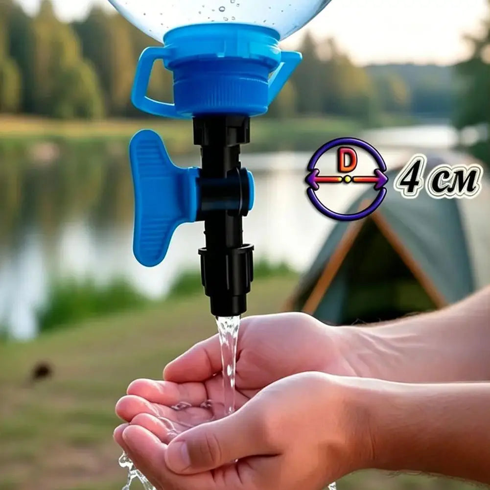 Double-Lock Bypass Valve for PET Bottles Universal Portable Camping Faucet Nozzle Water Dispenser for Picnic Hiking Hookah