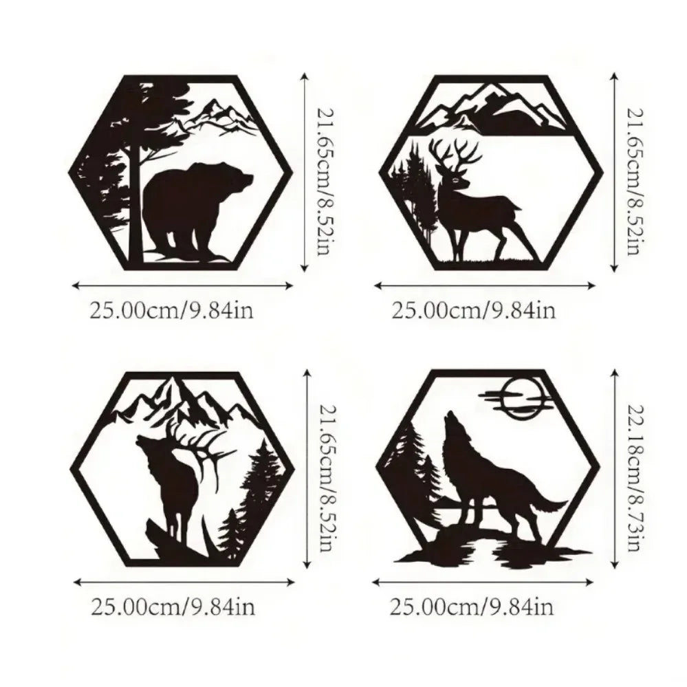Rustic Wilderness Forest Metal Wall Sculpture Set – Enchanting Art to Adorn Your Walls