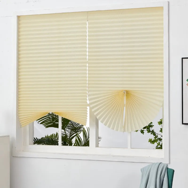 Cordless Pleated Fabric Window Blind For Room Darkening