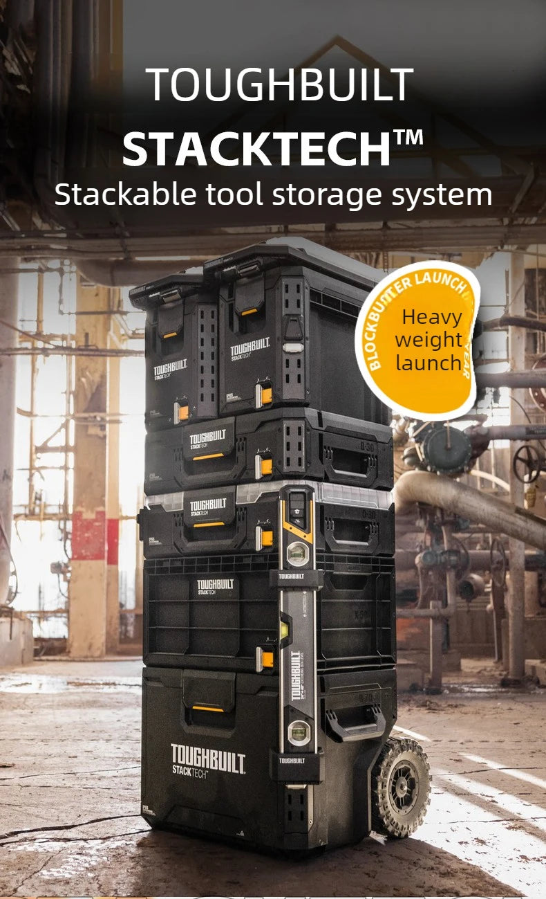 New Design TOUGHBUILT All-in-One Tool Box, Waterproof Stackable Rolling Storage Case for Electrician, Camping, Vehicle & Repair