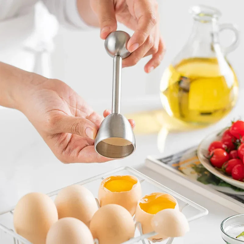 Stainless Steel Egg Topper Shell Opener Egg Cutter Cracker Metal Egg Cups Stand Holders for Soft Hard Boiled Eggs Kitchen Tools