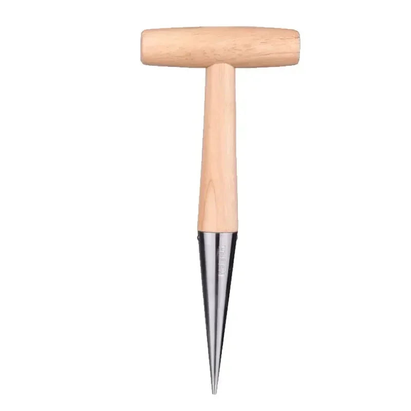Stainless Steel Seeder Excavator Horticultural Wood Handle Hole Drilling Seedling Transplanting Flower Planting Seedling Planter