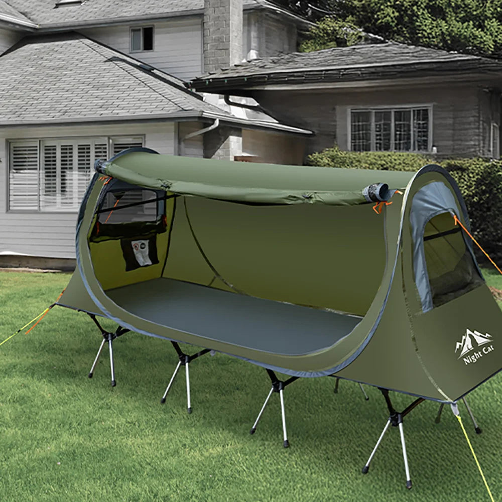 Night Cat Pop-up Camping Tent: 1 Person Tent Waterproof Instant Easy Setup Tunnel Tent Fits for Camping Cot (Excluded)