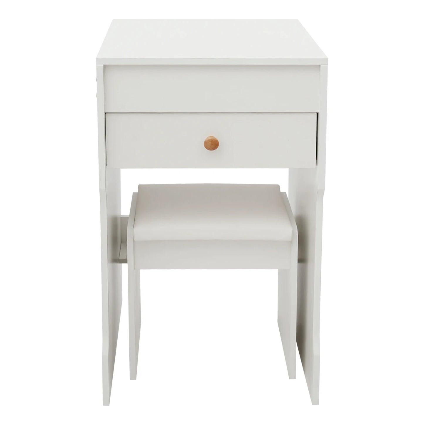 Vanity Dressing Table with Mirror and Stool 15.8" White Compact Storage Desk for Bedroom Dormitory Studio Apartment