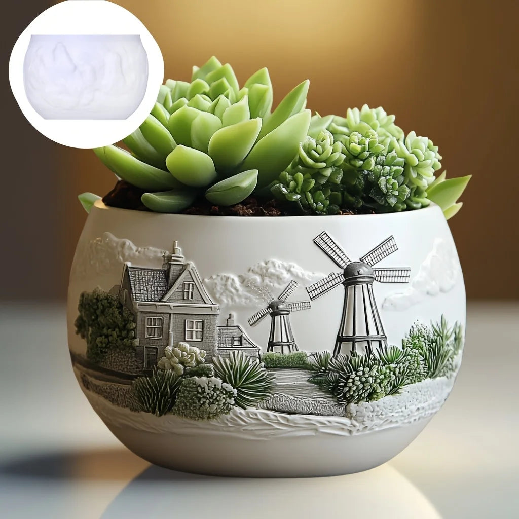 Mountain relief succulent plant flowerpot resin silicone mold mountain stream flowing water storage box candle cup gypsum molds