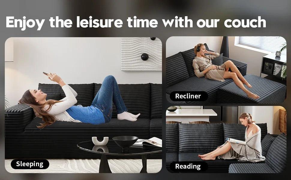 Cloud Style Modular Reclining Sectional Sofa With Fluffy Cushions