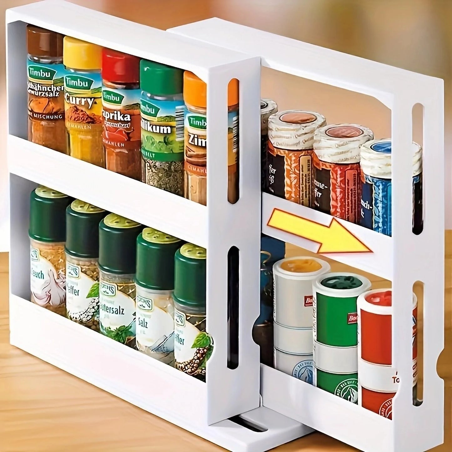 Spice Storage Rack With Swivel 2 Tier Countertop Organizer