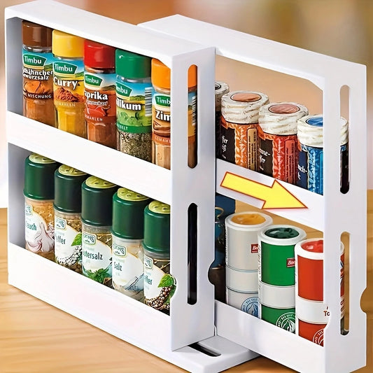 Spice Storage Rack With Swivel 2 Tier Countertop Organizer