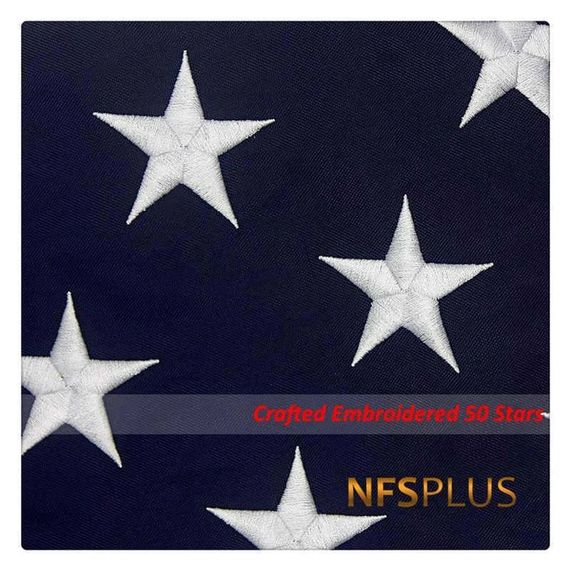 Embroidered American Flag Stitched USA Banner 3x5 Feet Durable Waterproof Oxford Fabric Brass Grommet For Indoor And Outdoor