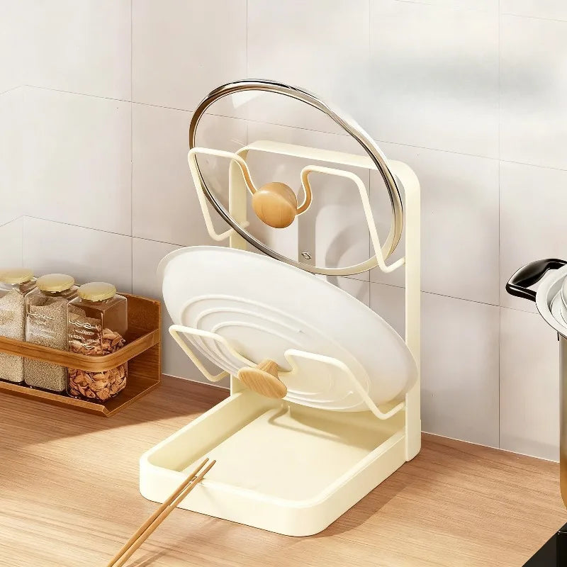 Multifunctional Countertop Pot Lid Holder Chopping Board Rack Multi-Layer Sitting Spatula Drain Storage Organizer for Home