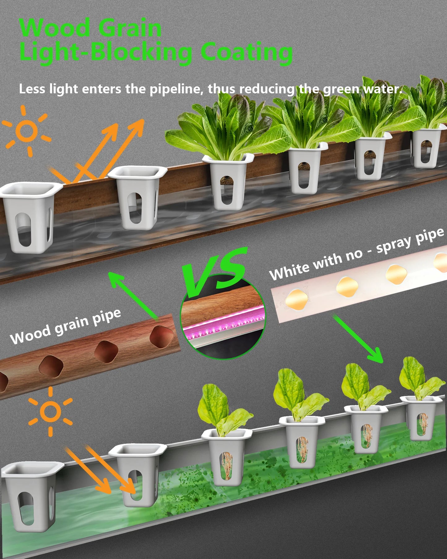 Wall Vertical NFT Hydroponic Growth System With Grow Light