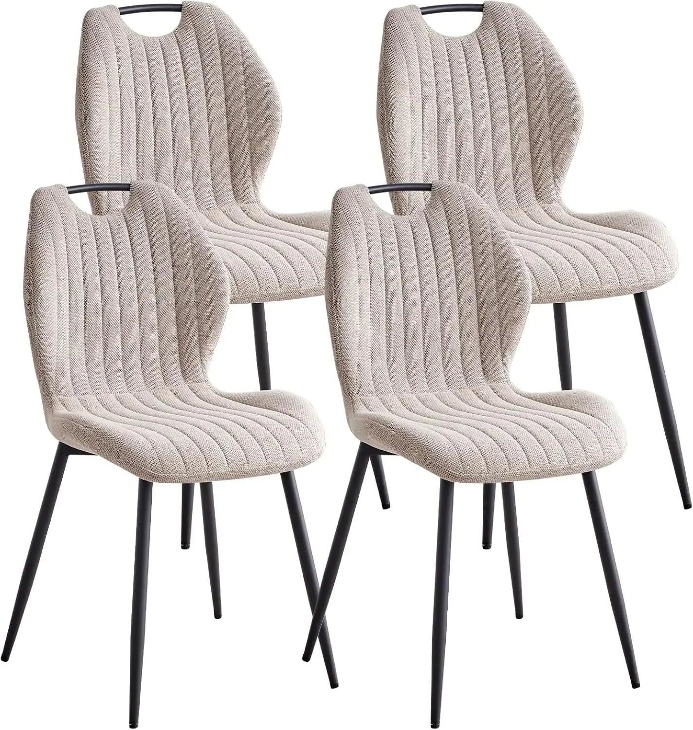 Set Of 4 Upholstered Wingback Dining Chairs Modern Fabric