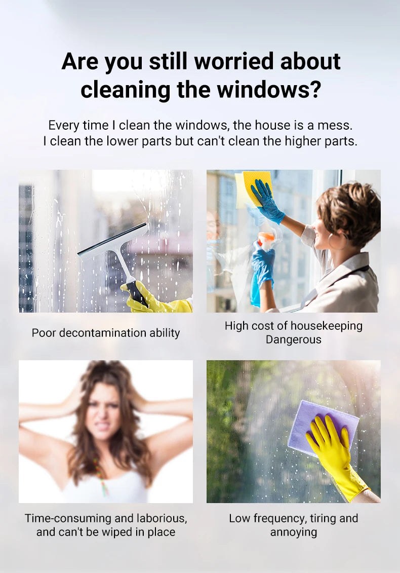 DIVEDEER Intelligent water spray window cleaner with automatic water spray function anti-fall magnetic glass home smart cleaner
