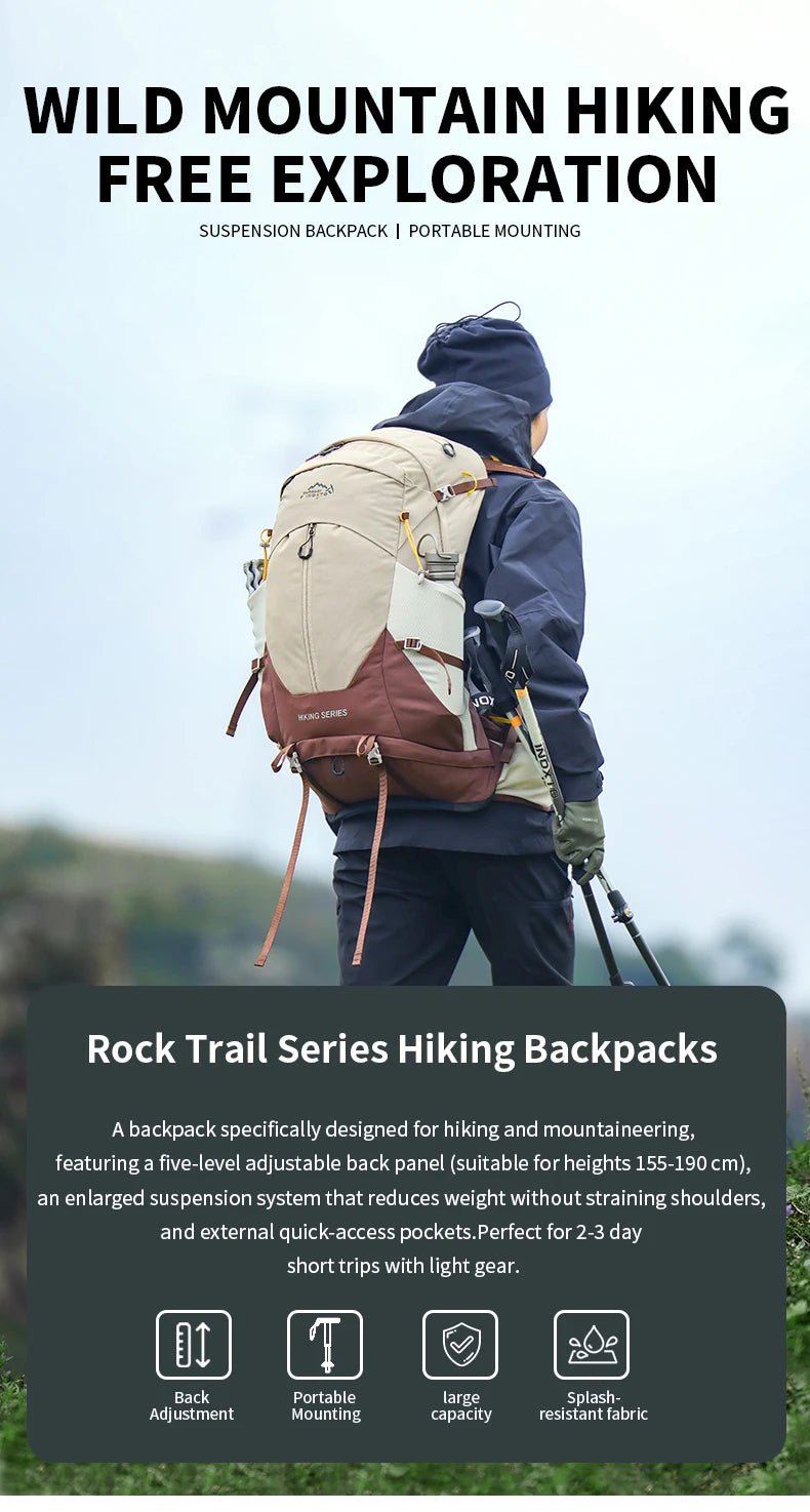 Hiking Backpack, Waterproof Hiking Daypack with Rain Cover, Lightweight Travel Camping Backpack for Men Women