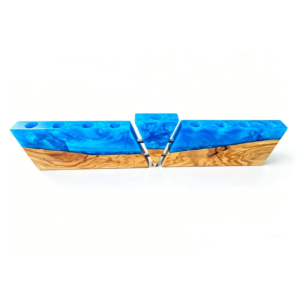 Olive Wood Epoxy Resin Chanukah Menorah Oil Cup Candle Holder Hanukkah Judaica Gift for Religious Celebration Hanukkah Shabbat