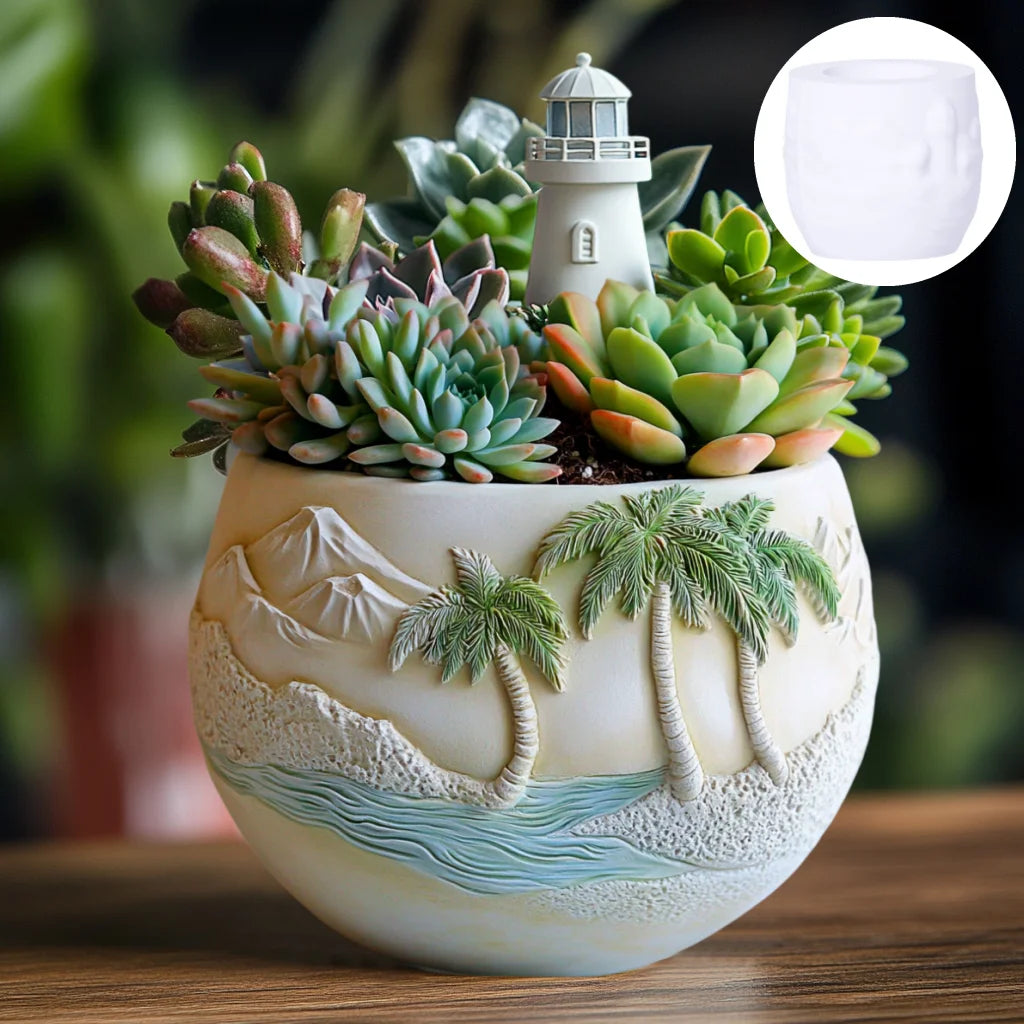 Witch Magic House Relief Pumpkin Succulent Plant Flower Pot Resin Mold  House Relief Storage Box Castle Candle Cup Gypsum Molds