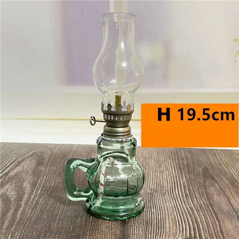 Classic Mini Glass Oil Lantern For Romantic Desktop Decor