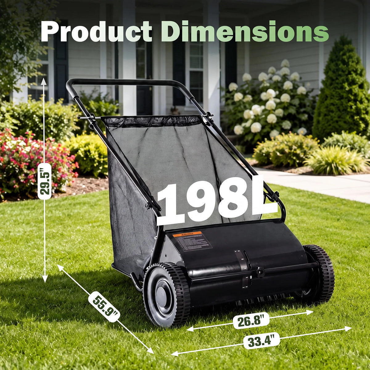 Efficient Manual Push Lawn Sweeper With Four Robust Brushes