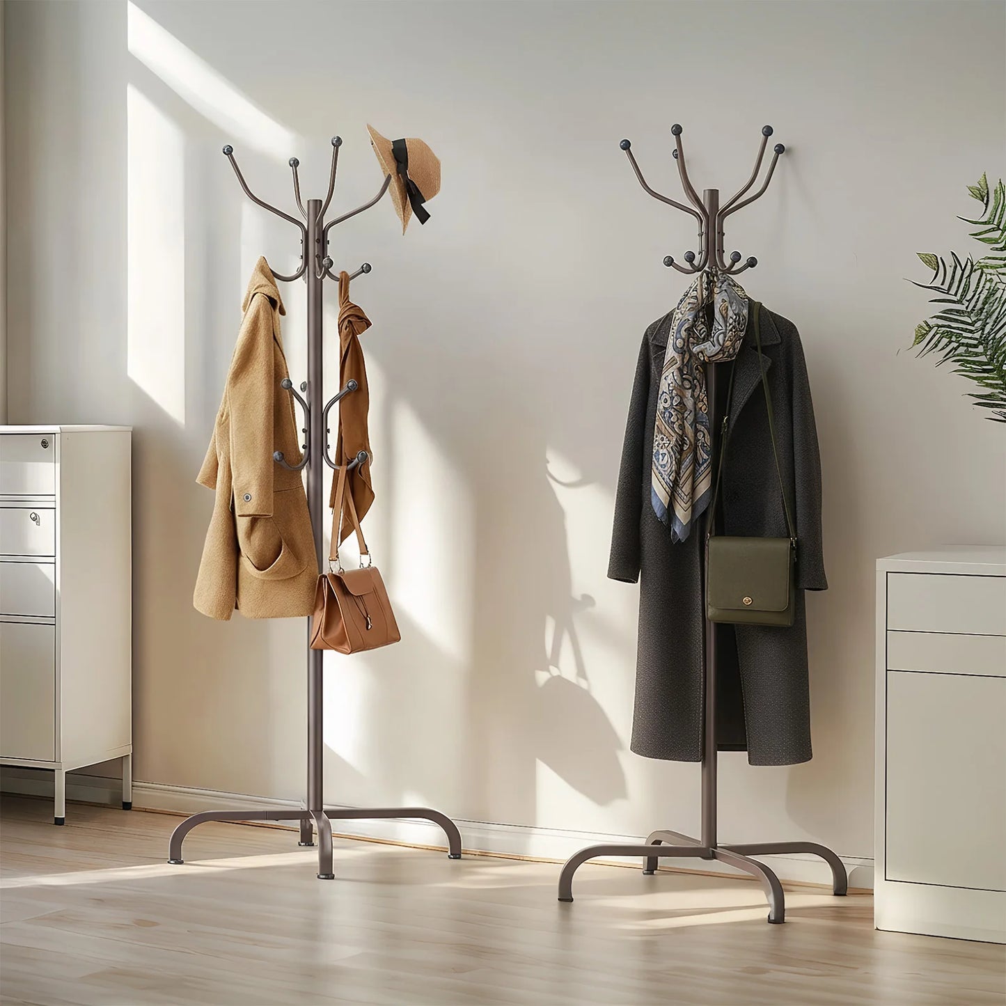 1/2Pcs Coat Rack with 14 Hooks, Freestanding Coat Rack Stand for Entryway, Hallway, Bedroom, and Office, Metal Coat Tree & Hat Rack for Coats, Hats, and Bags