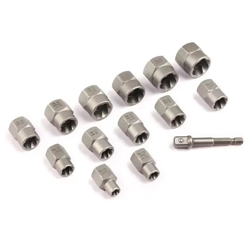 14Pcs Lug Nut Remover Kit With Durable Hex Adapter