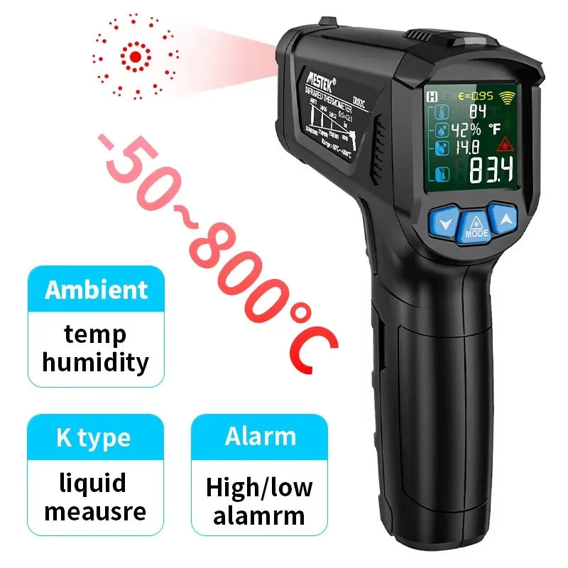 -50 to 400 Degree Mestek Digital Infrared Thermometer Laser Temperature Meter Non-contact Pyrometer Hygrometer IR Thermometer