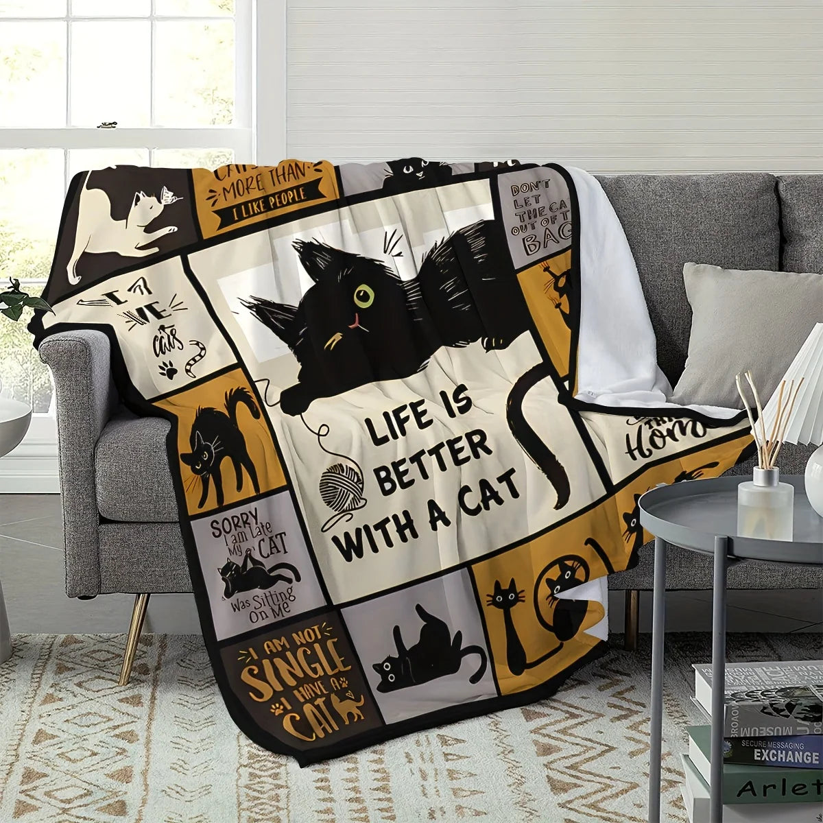 Cat 3D Print Flannel Blanket For Luxurious Home Decor