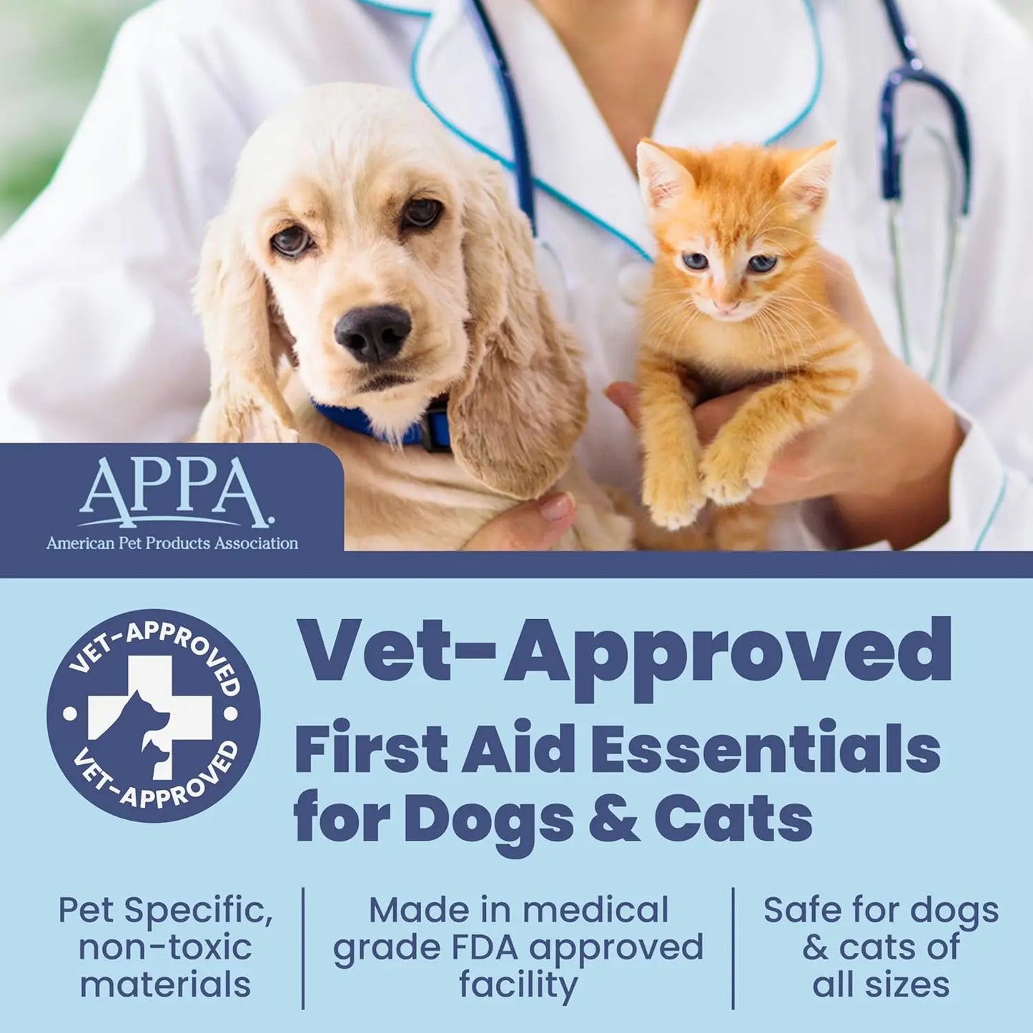 Emergency Pet First Aid Kit for Dogs & Cats - Vet-Approved Supplies with Guide, Tick Remover, and Travel Case